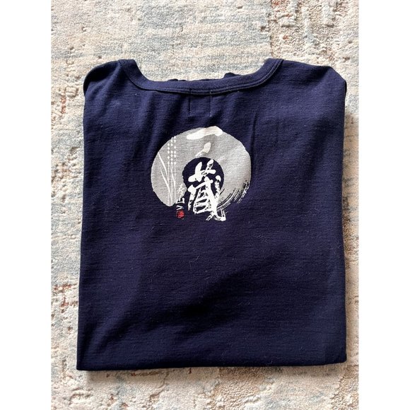 JAPANESE BRAND VINTAGE SINGLE STITCH NAVY SHIRT SIZE XL DOJO STREETWEAR 90S Y2K - Picture 3 of 6